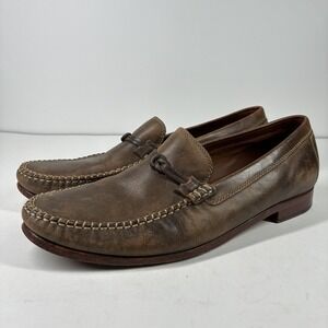 Trask Sawyer Men's US 13M Brown Burnished Leather Handsewn Bit Moccasin Loafers